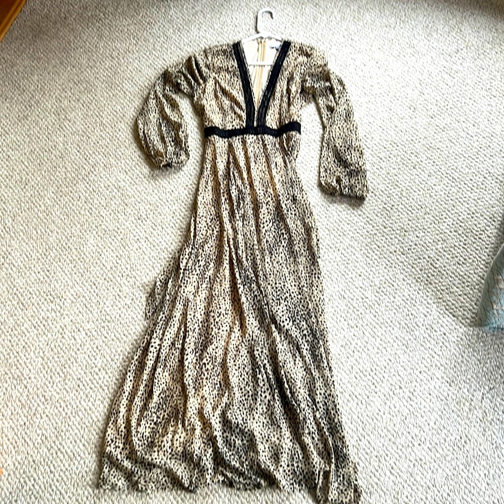 Baltic Born Maxi dress. Subtle animal print with cutout lace detail. Size small